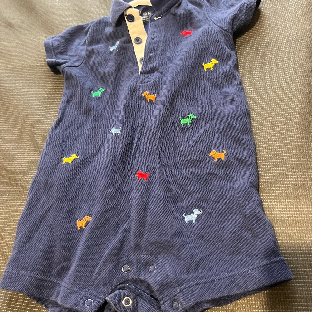 Little Me Blue Baby Outfit with White Accents